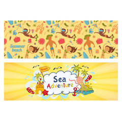 Summer holidays banners set, templates for ilustration holiday