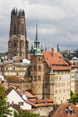 Obraz premium Cathedral and Town Hall of Fribourg