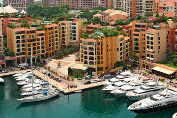 Fototapeta na wymiar Marina and modern buildings in Monte Carlo, Monaco.
