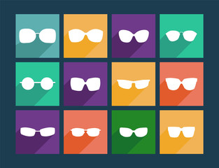 Icon Set Flat Sunglasses - Illustration