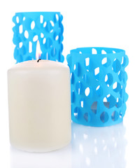 Home decor, candle lights isolated on white