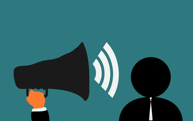 Hand holding a megaphone