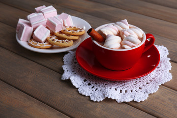 Cup of hot chocolate with marshmallows