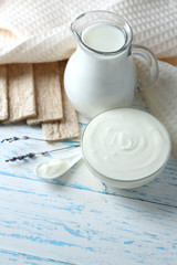 Homemade yogurt and tasty Tasty crispbread