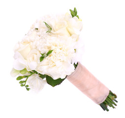 Beautiful wedding bouquet, isolated on white