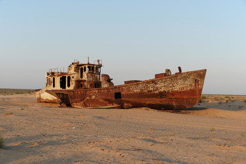 Fototapeta na wymiar Once the Aral Sea, now a desert