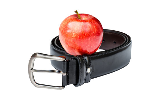 Diet concept-red apple with belt