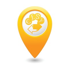 Map pointer money exchange icon