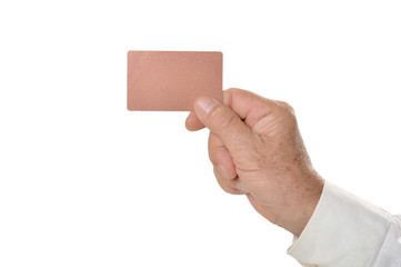 Hand with blank card
