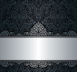 black & silver vintage invitation background design