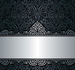 black & silver vintage invitation background design