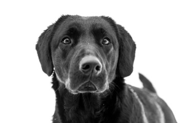 Black Labrador Retriever. Dog portrait on white background.