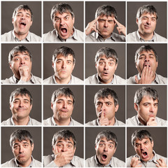 man with different expressions and gestures