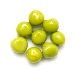 green peas on a white background. macro