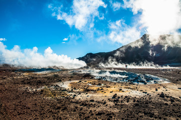 Landscape with fumaroles in Iceland