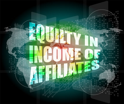 equilty in income of affiliates words on digital screen