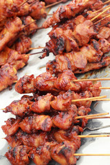 Grilled chicken in the market