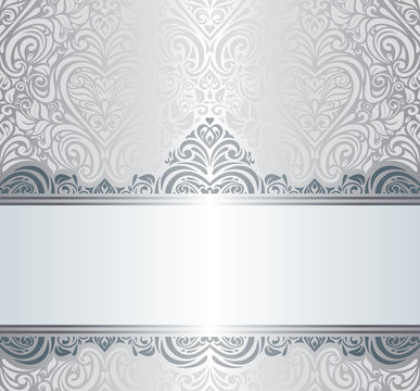 Silver luxury vintage invitation background design