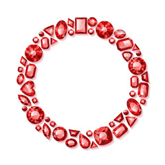 Shiny red gemstones frame.