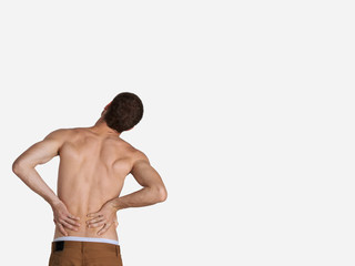 man have a backache with pain