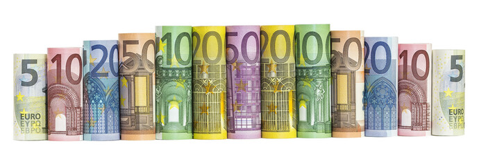 Euro Money Banknotes isolated on white background