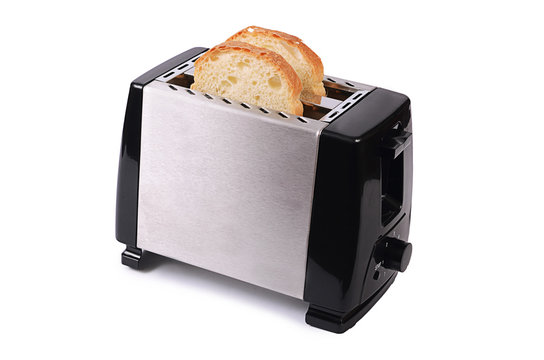 silver toaster isolated on white background