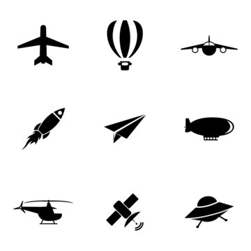 Vector black airplane icons set