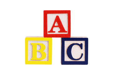 Wooden cubes  isolated on white background