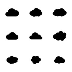 Vector black cloud icons set