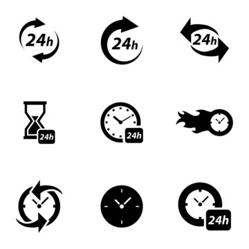 Vector black clock icons set