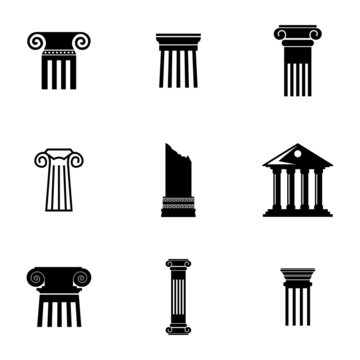 Vector black column icons set