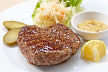 steak with cabbage salad