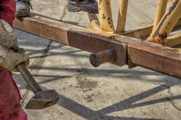 Construction worker holding hammer