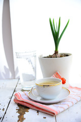 Coffee and sweet with cherry
