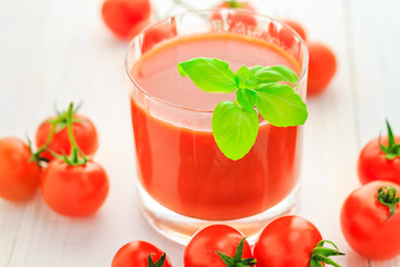 Healthy food juice red cherry tomatoes