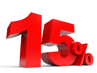 Red fifteen percent off. Discount 15%.