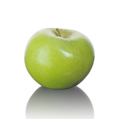 Green apple on white background