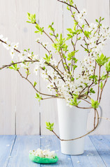 Still Life flowering branches vase