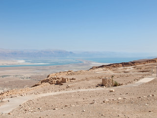 Obraz premium view of Dead Sea from fortress Masada, Israel