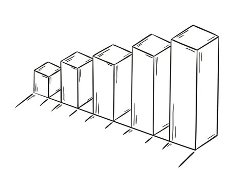 black and white bar graph rising