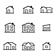 Vector black houses icons set