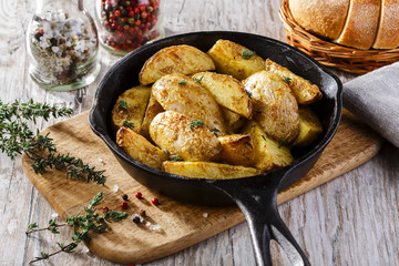 baked potatoes in pan