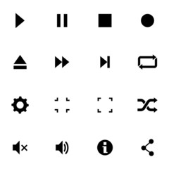 Vector black media player icons set © skarin