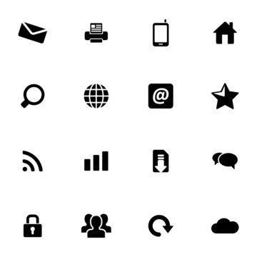 Vector black internet icons set