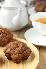 Healthy vegan muffins with poppy seeds and prunes