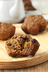Healthy vegan muffins with poppy seeds and prunes