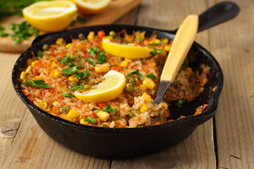 Vegetarian paella with corn © lovelymama