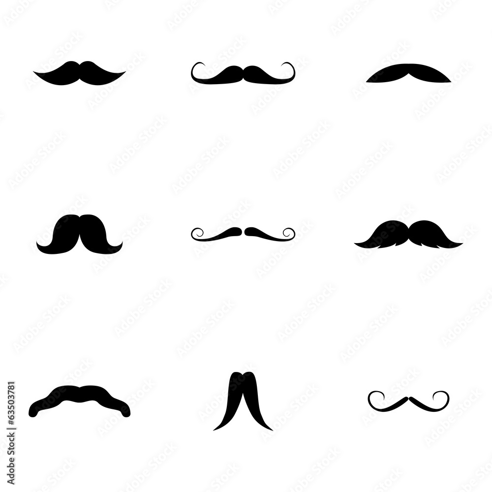 Poster Vector black mustaches icons set