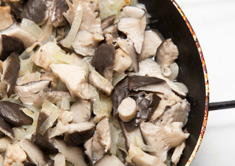 fried mushrooms in a pan