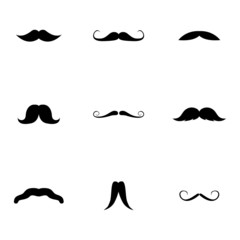 Vector black mustaches icons set